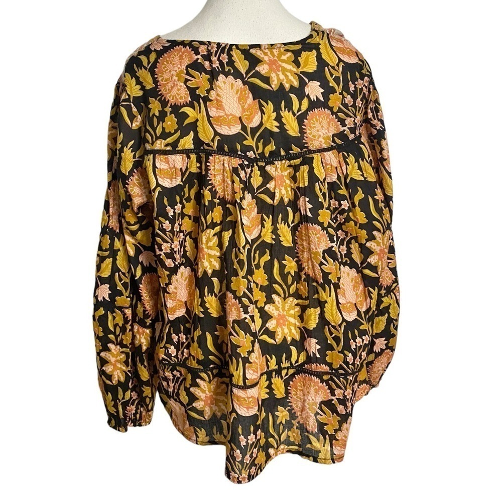 Rachel Zoe Floral Popover V-Neck Long Sleeve Embroidered Top - Picture 2 of 11